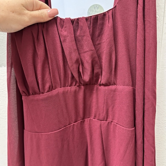 Windsor Burgundy Long Sleeve Square Neck Dress - Picture 3 of 12